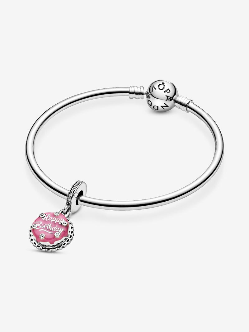 Pink Birthday Cake Dangle Charm - Sterling Silver - 798888C01