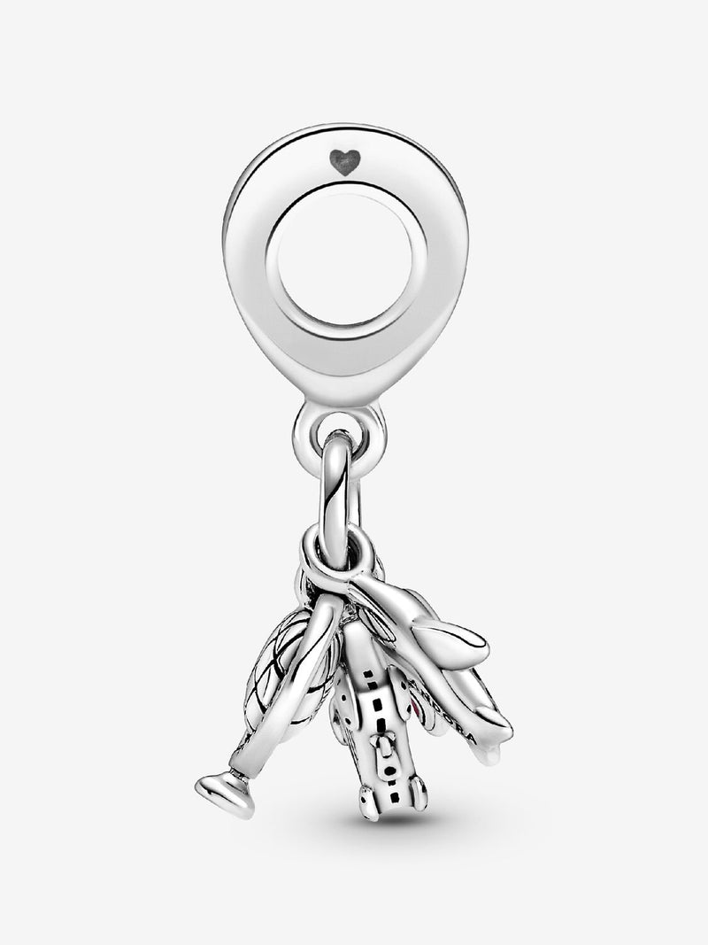 Airplane, Globe & Suitcase Dangle Charm - Sterling Silver - 799435C01