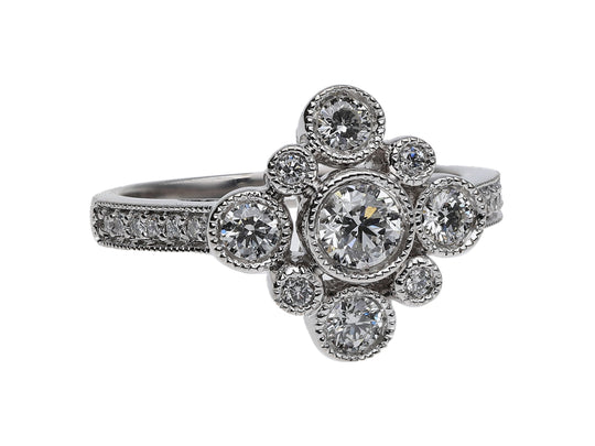 Diamond Dress Ring, 0.81ct - 18ct White Gold