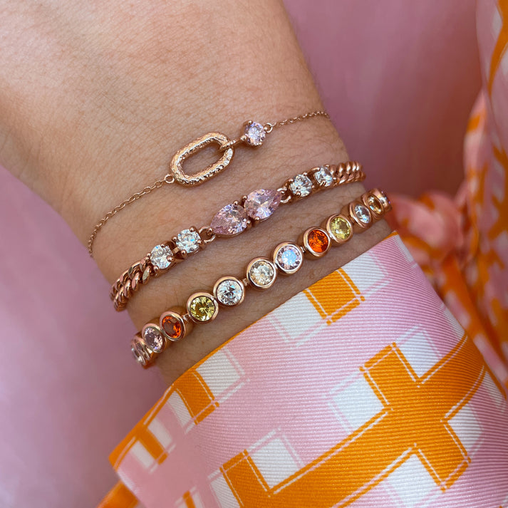 Sofia Teardrop Curb Chain Bracelet - Rose Gold/Pink - AS22TRB05