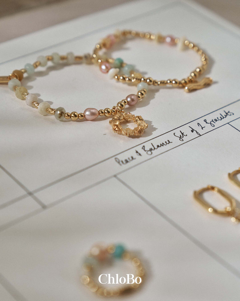 Peace & Balance Set Of 2 Bracelets - Gold - GBSETAPS3539