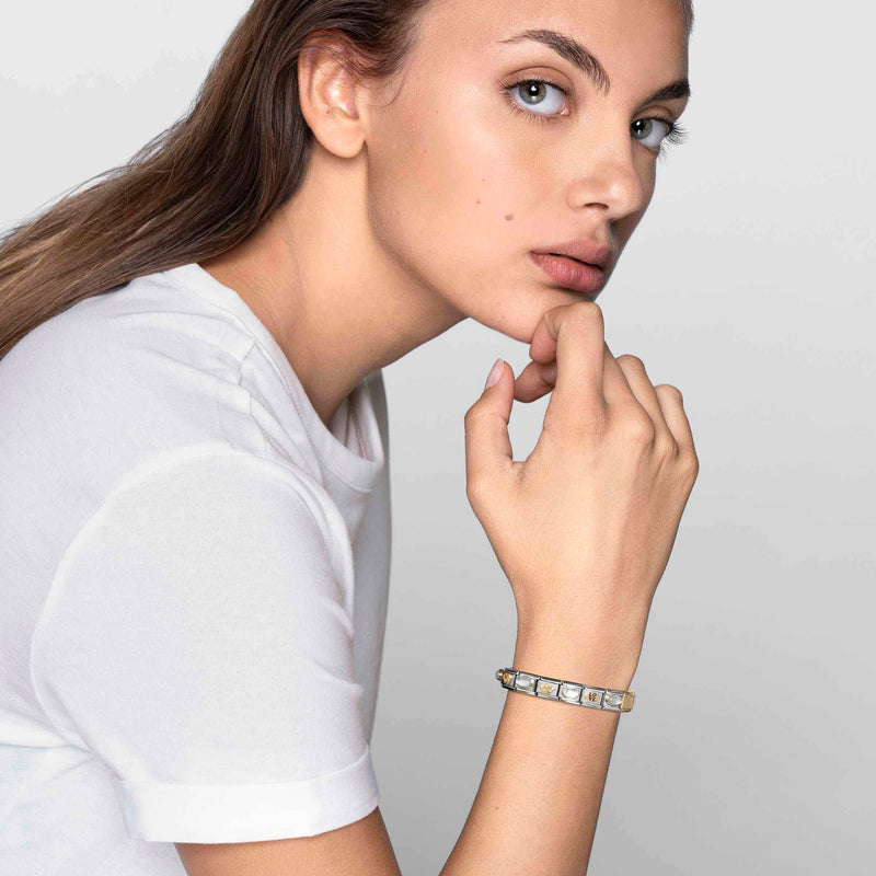 Composable Classic Blue Glitter Double Heart Link - 030220/11