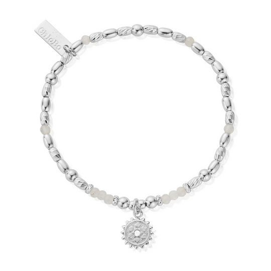 Moonstone Crown Chakra Bracelet - Silver - SBMS684