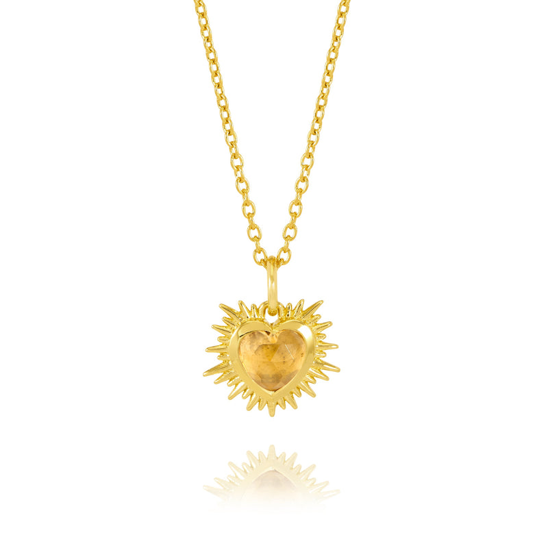 Electric Heart Mini Citrine Necklace - Gold - EGHN5CIGP