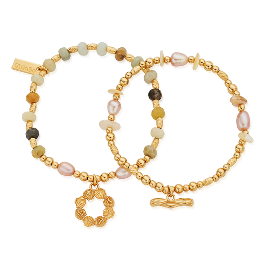Peace & Balance Set Of 2 Bracelets - Gold - GBSETAPS3539