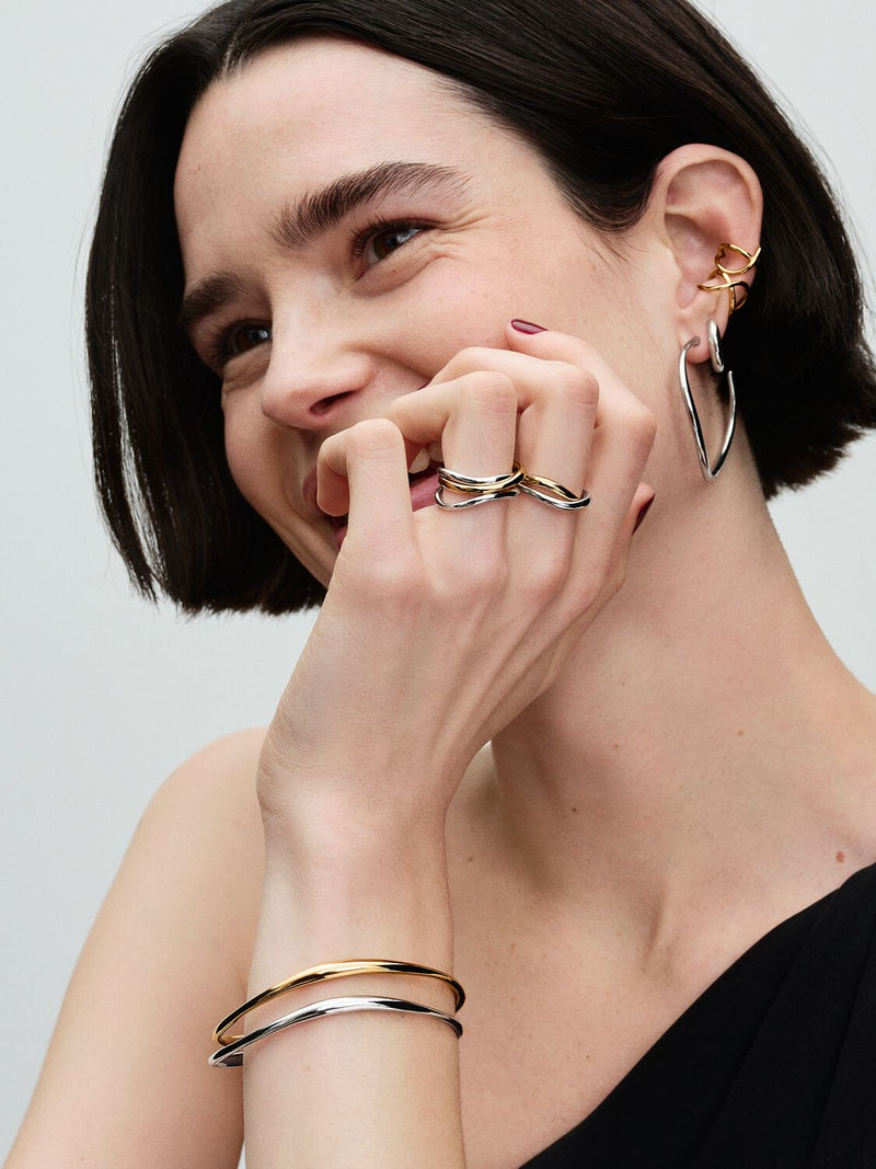 Organically Shaped Bangle - 14ct Gold Plated - 563317C00