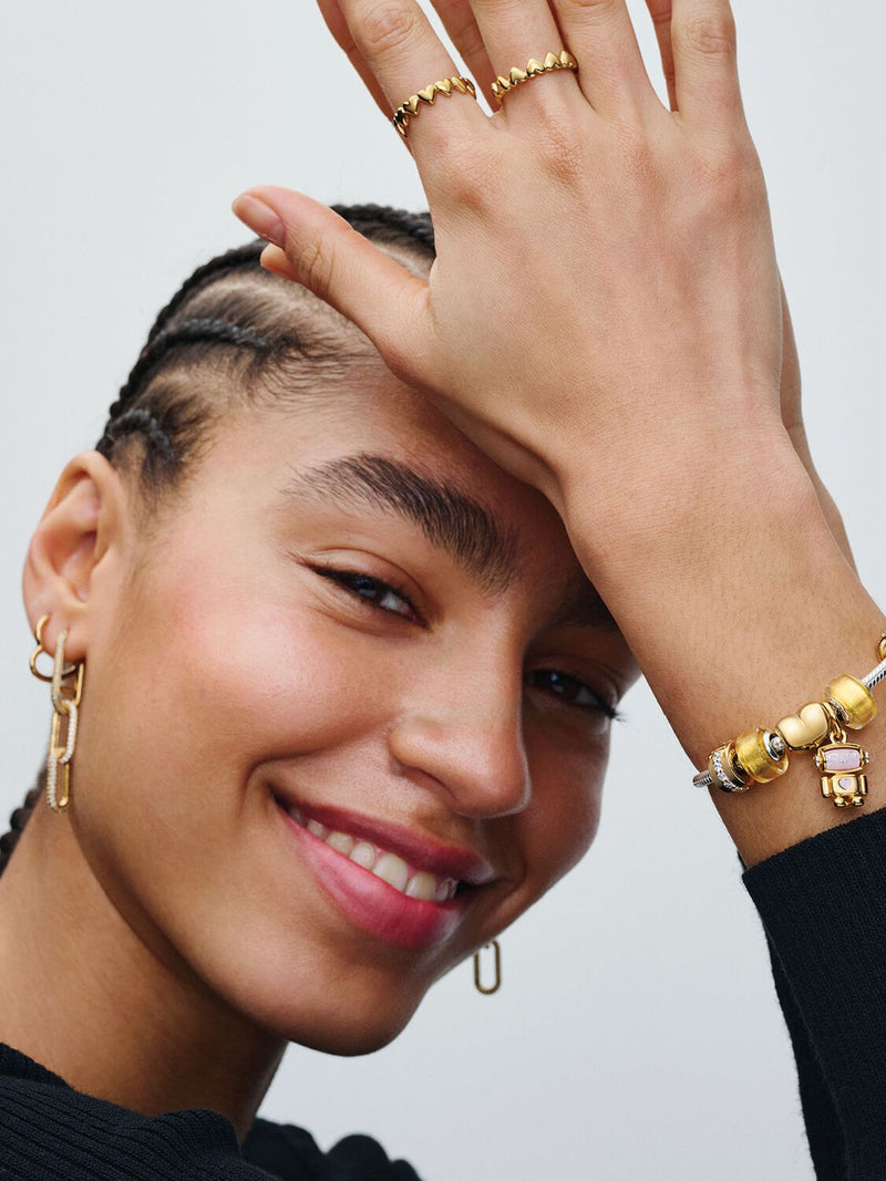 Clear Sparkling Row Clip Charm - 14ct Gold Plated - 761972C01