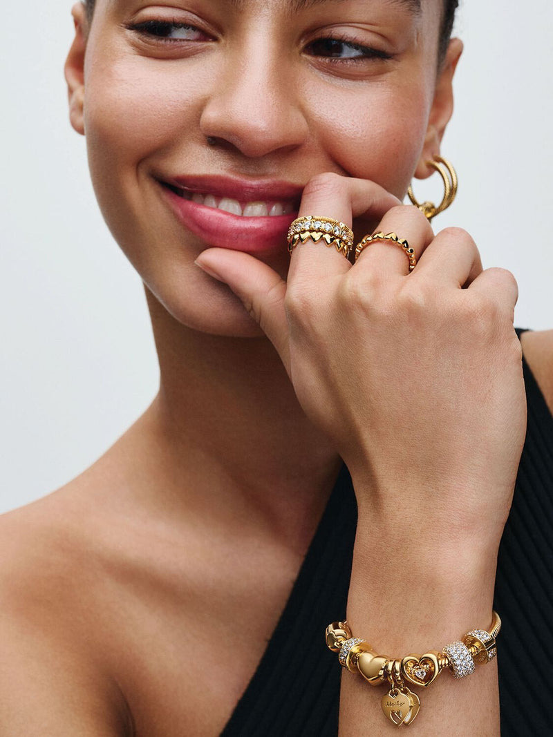 Clear Pavé Clip Charm - 14ct Gold Plated - 768658C01