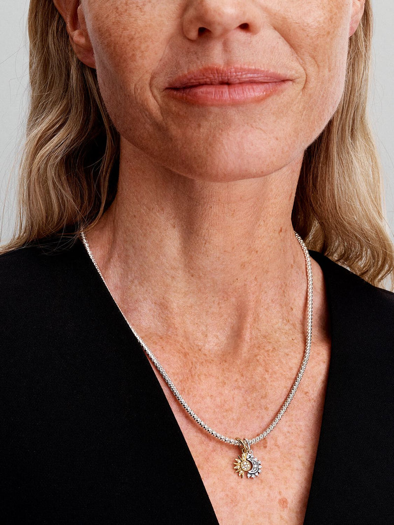 Splittable Sun & Moon Dangle Charm - Sterling Silver & 14ct Gold Plated - 763585C01