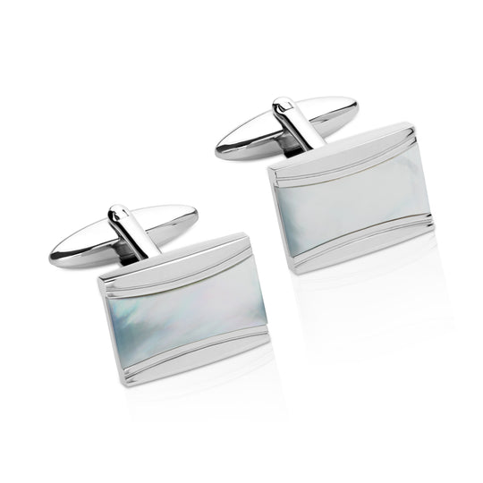 Steel Mother Of Pearl Cufflinks - QC-284