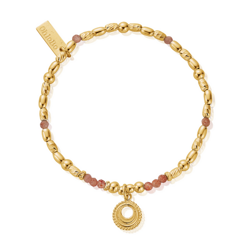Peach Moonstone Sacral Chakra Bracelet - Gold - GBPM764