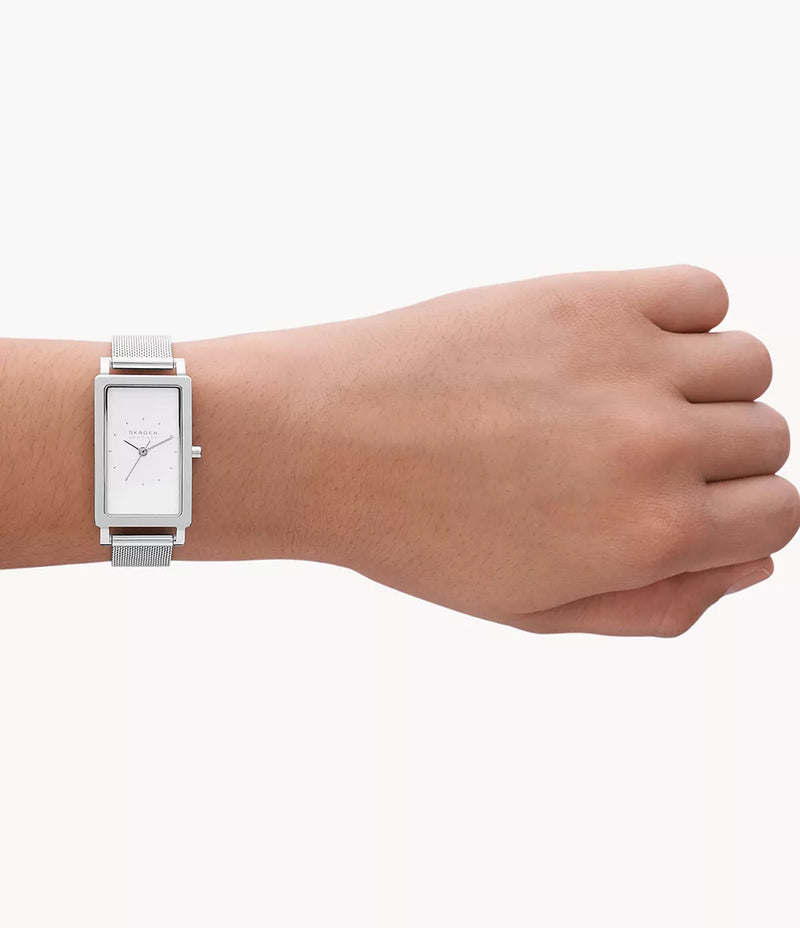 Hagen Three-Hand Stainless Steel Mesh Tank Ladies Watch - SKW3096