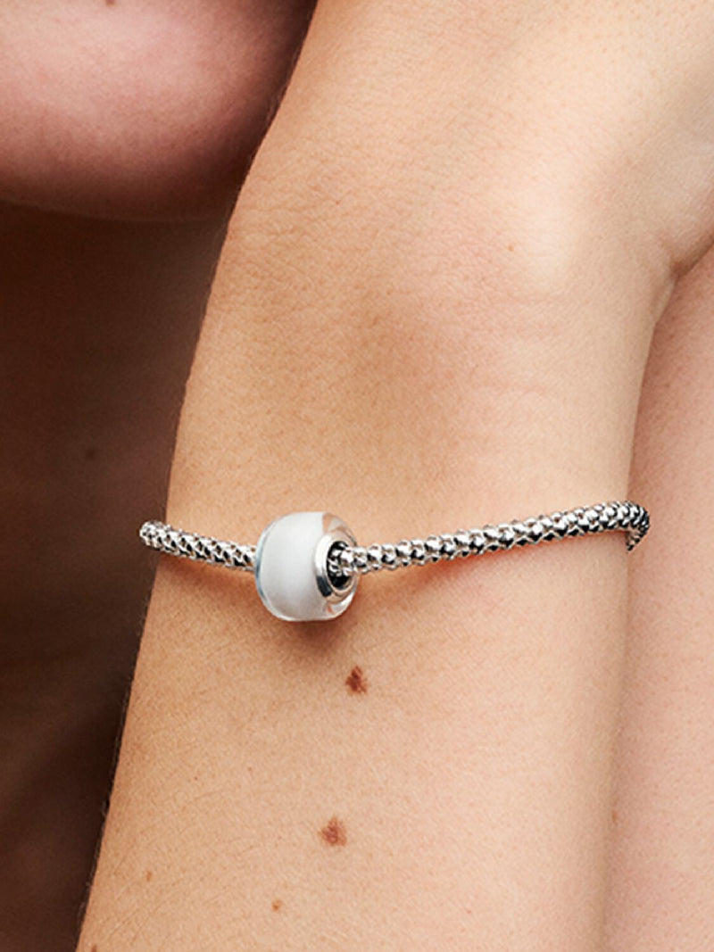 White Mini Murano Glass Charm - Sterling Silver - 793118C00