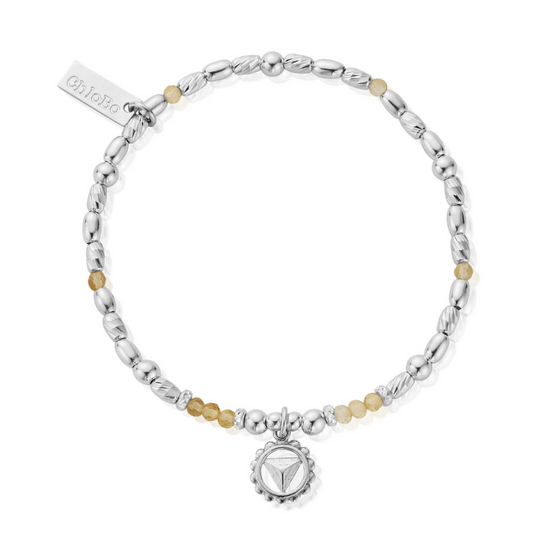 Citrine Solar Plexus Chakra Bracelet - Silver - SBC680