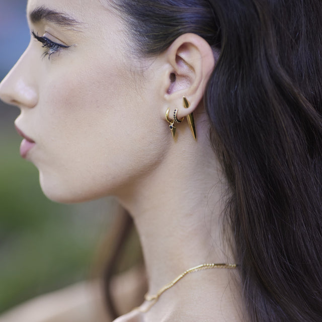 Spike Double Sided Stud Single Earring - Gold - SPG-277