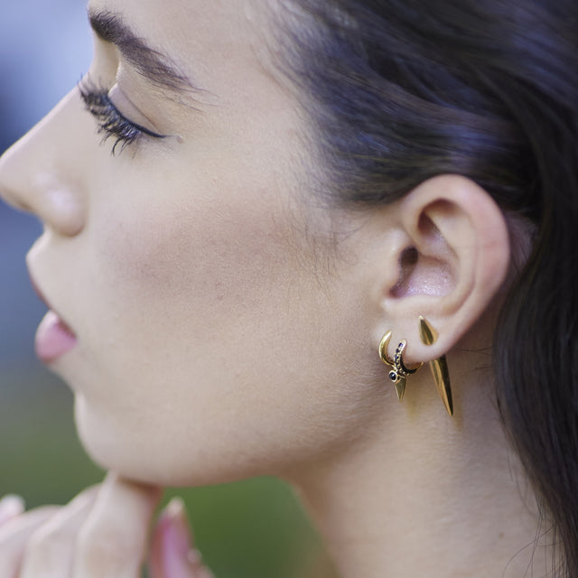 Spike Double Sided Stud Single Earring - Gold - SPG-277