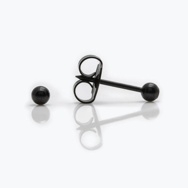 Ball Stud Earrings, 3mm - Black Stainless Steel - 7537-0300