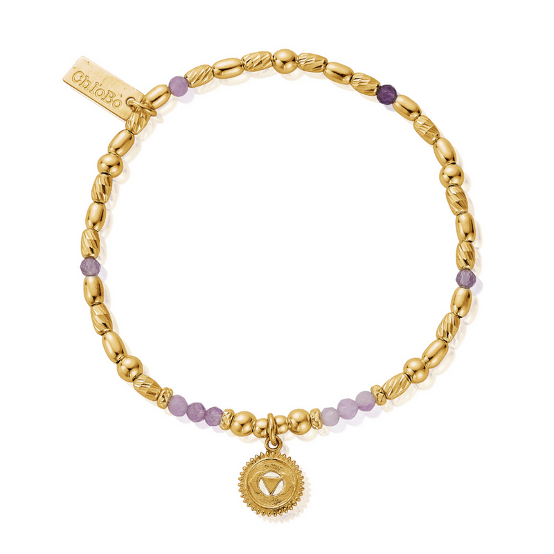 Lavender Amethyst Third Eye Chakra Bracelet - Gold - GBLA768