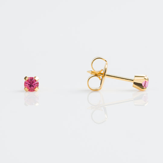 Tiny Tips Pink CZ Stud Earrings - Gold - TT-110
