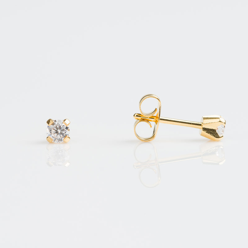 Tiny Tips CZ Stud Earrings, 3mm - Gold - TT-741