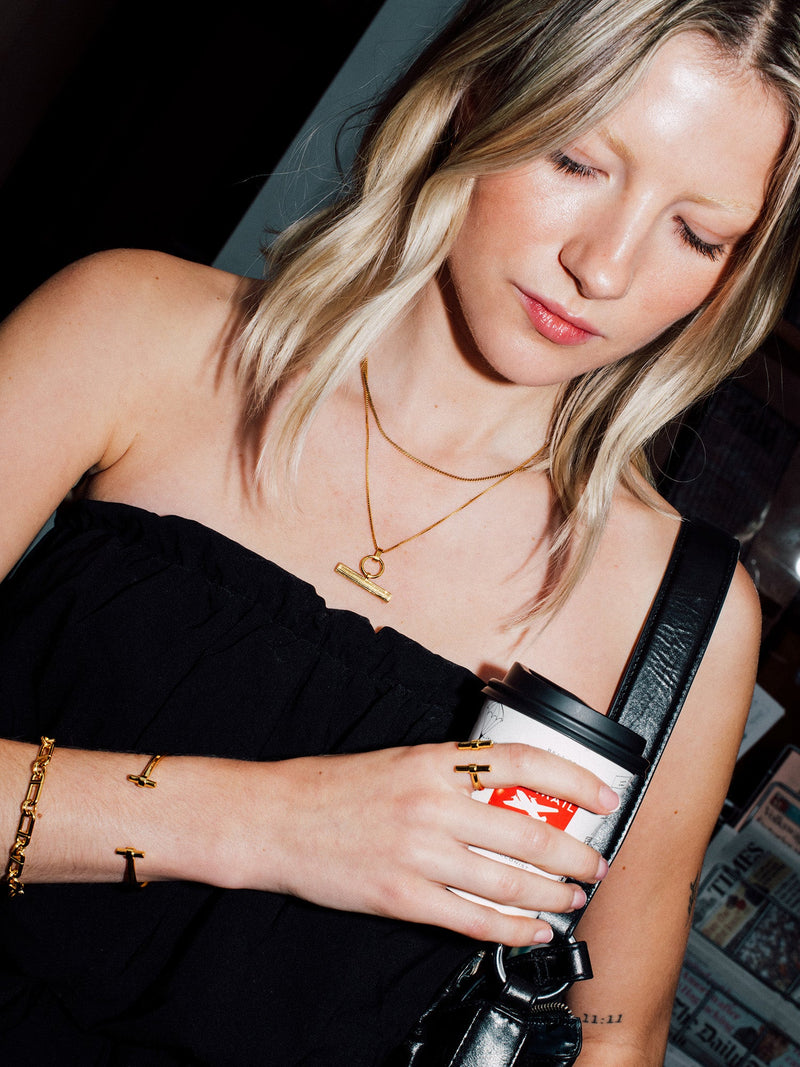 Adjustable Size T-Bar Bangle - Gold - TBB3GP