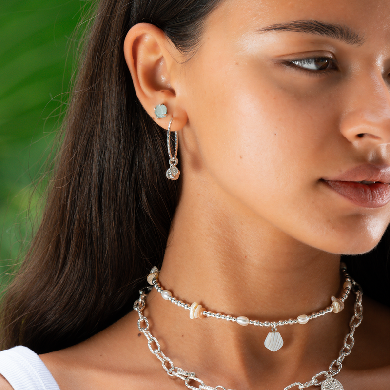 Harmony Stone Stud Earrings - Silver - SEST3542