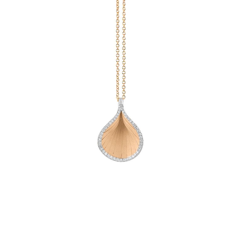 Goccia Drop Pendant Diamond Necklace - 18ct Orange Apricot Gold - GPE20021J