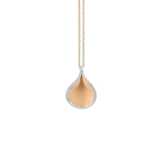 Goccia Drop Pendant Diamond Necklace - 18ct Orange Apricot Gold - GPE20021J