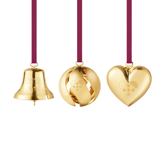 Christmas Collectable 3pcs Ornament Set, 2025 - Gold - 10020819