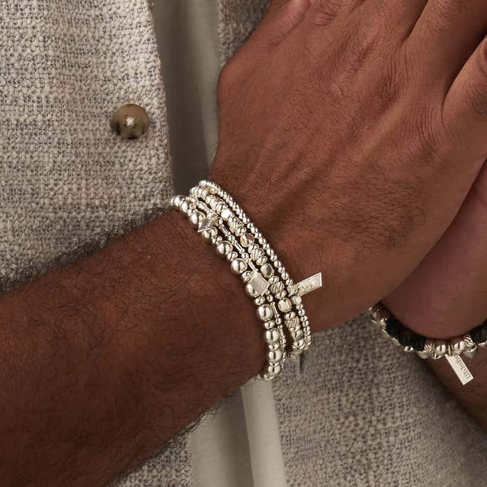 Men's Twisted Cube Bracelet - Silver - SBTCUBEM