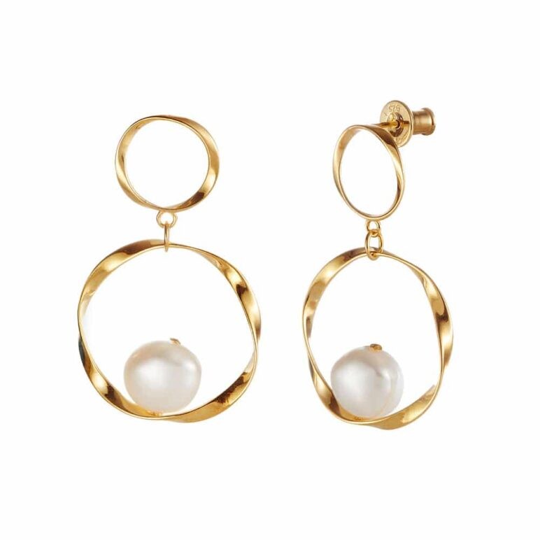 Baroque Pearl Double Drop Earrings - Gold - 1871425