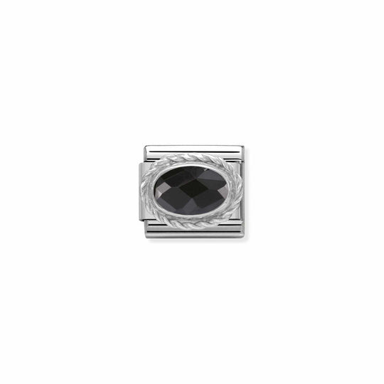 Classic Black CZ Oval Link - Silver - 330604/011