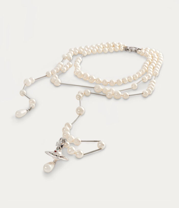 Broken Pearl Necklace - Silver - 63010006-02P128-CN