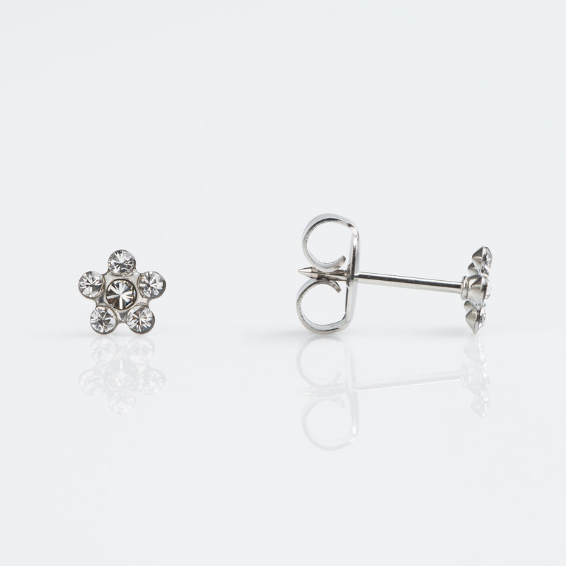 Daisy Crystal Stud Earrings - 9ct White Gold - 7509-7004