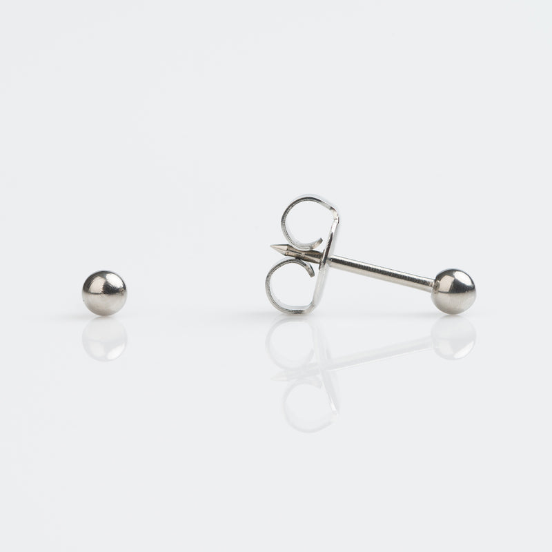Mini Ball Stud Earrings, 3mm - Titanium - 7533-0300
