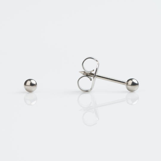 Mini Ball Stud Earrings, 3mm - Titanium - 7533-0300