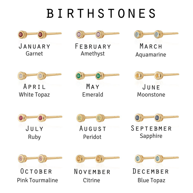 Teeny Tiny January Birthstone Stud Earrings - Silver/Garnet - SPSESBSGAR