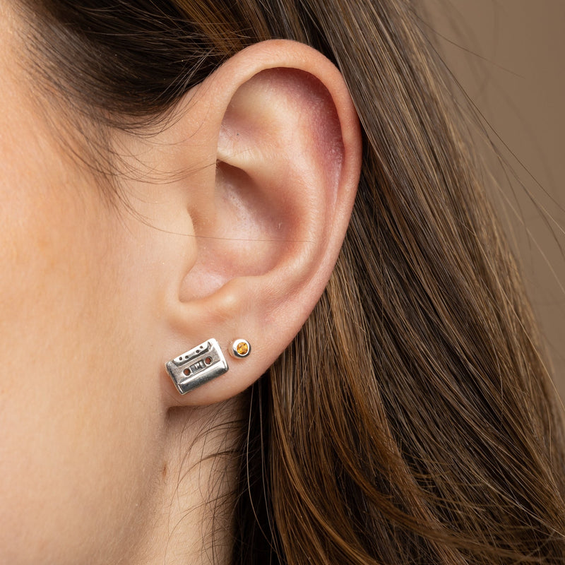 Teeny Tiny January Birthstone Stud Earrings - Silver/Garnet - SPSESBSGAR
