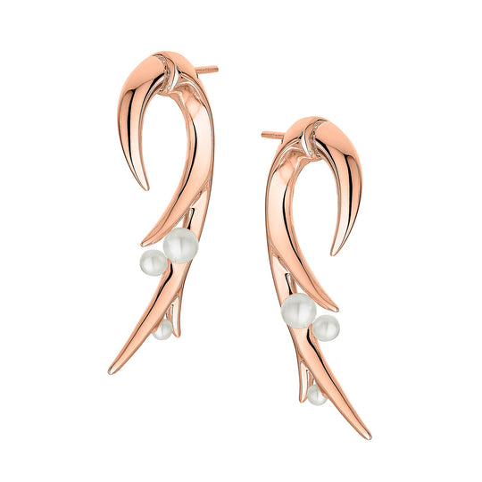 Large Hooked Pearl Earrings - Rose Gold - CB052.RVNAEOS