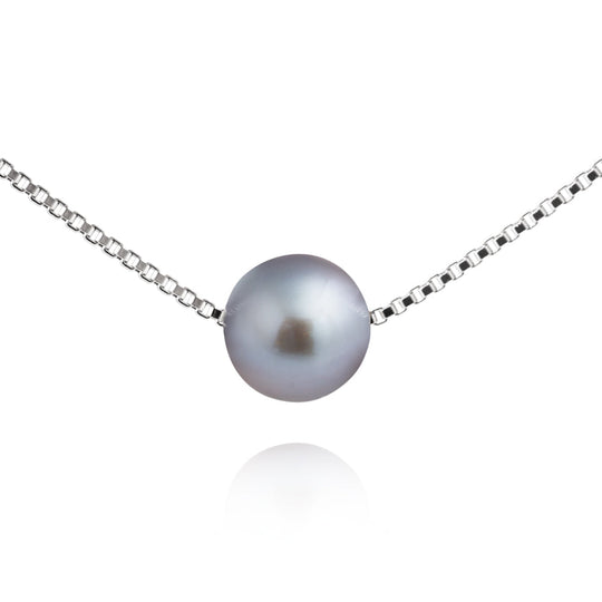 Single Silver Grey Pearl Necklace - N1S