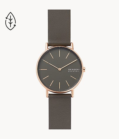 Signatur Charcoal Leather Ladies Watch
