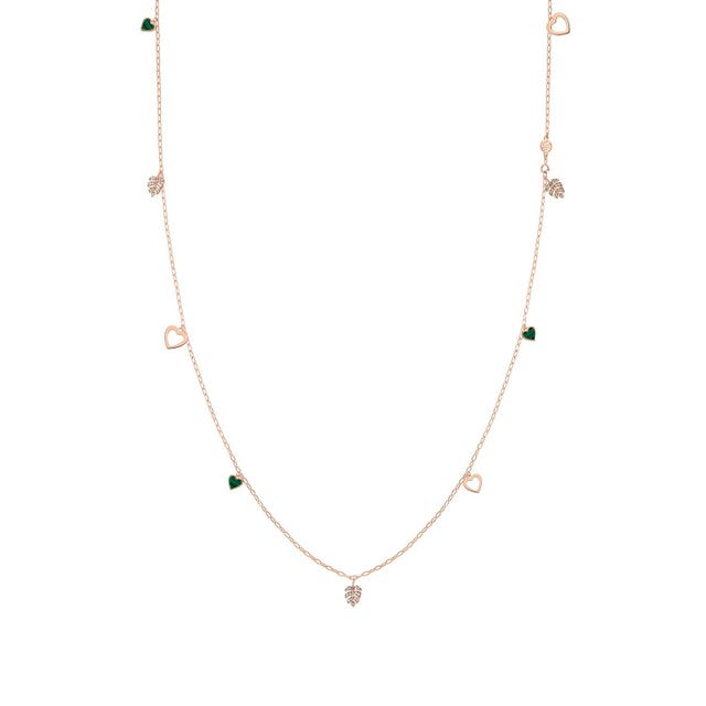 Long Vita Leaf Necklace - Rose Gold - 148412/007