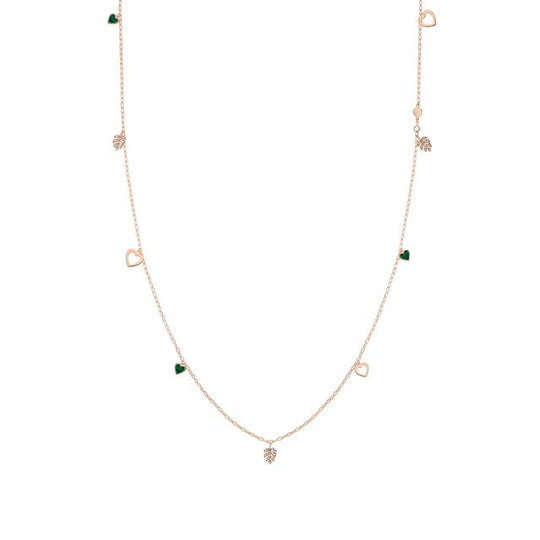 Long Vita Leaf Necklace - Rose Gold - 148412/007