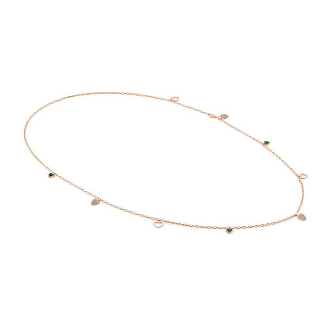 Long Vita Leaf Necklace - Rose Gold - 148412/007