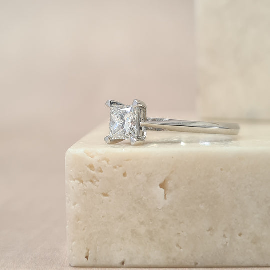 Platinum Princess Cut Diamond Engagement Ring - 0.70ct