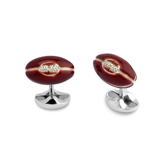 Rugby Ball Cufflinks - Silver - C1522S21