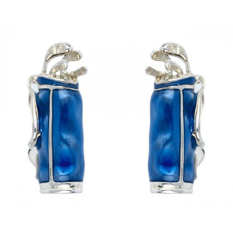 Blue Golf Bag Cufflinks - Silver - C1568S02