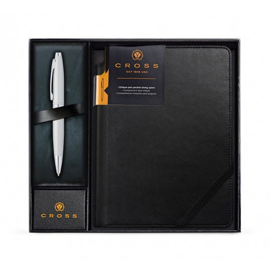Calais Chrome Ballpoint Pen & Black Journal - AT0112-16/1M