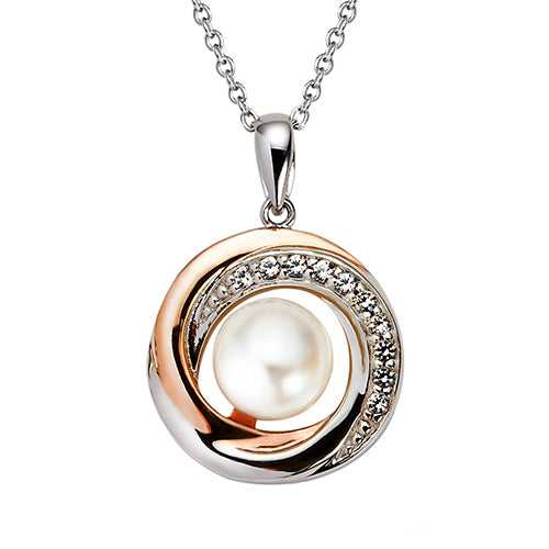 Camrose Pearl Pendant - Silver/Rose - CRP3