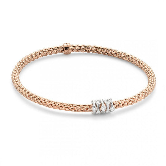 Prima Flex'it Bracelet With Diamonds, Medium - 18ct Rose Gold - 746B-BBR